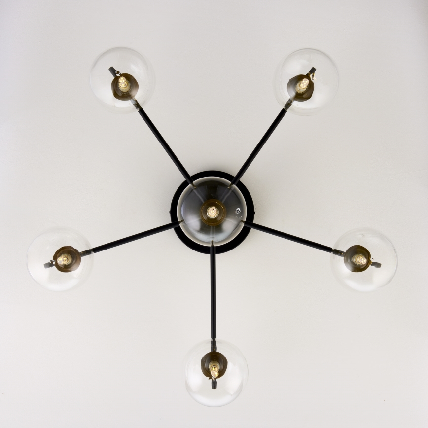 Jupiter 2036 - Ytmonterad ljuskrona FIGARO 6xG9/10W/230V svart/guld/beige/genomskinlig