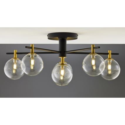 Jupiter 2036 - Ytmonterad ljuskrona FIGARO 6xG9/10W/230V svart/guld/beige/genomskinlig