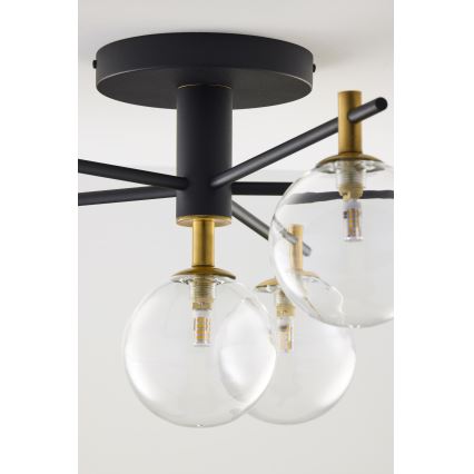 Jupiter 2036 - Ytmonterad ljuskrona FIGARO 6xG9/10W/230V svart/guld/beige/genomskinlig