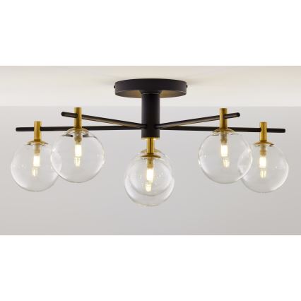 Jupiter 2036 - Ytmonterad ljuskrona FIGARO 6xG9/10W/230V svart/guld/beige/genomskinlig