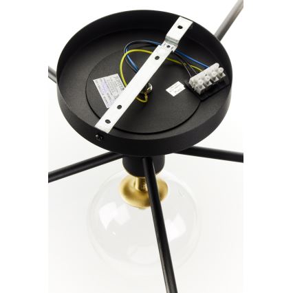 Jupiter 2036 - Ytmonterad ljuskrona FIGARO 6xG9/10W/230V svart/guld/beige/genomskinlig