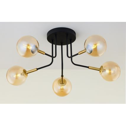 Jupiter 2038 - Pendelkrona BURANO 5xG9/10W/230V svart/guld/beige