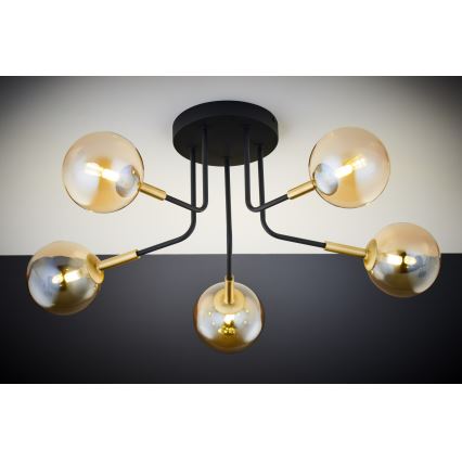 Jupiter 2038 - Pendelkrona BURANO 5xG9/10W/230V svart/guld/beige