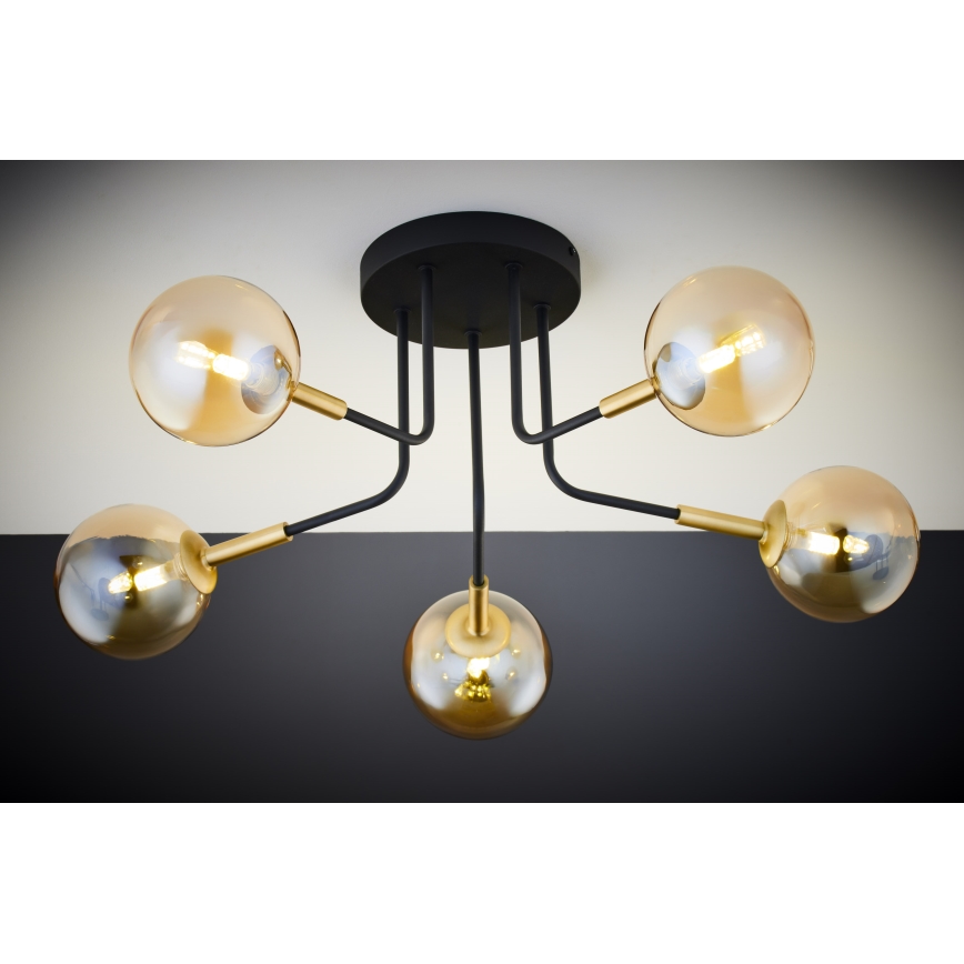 Jupiter 2038 - Pendelkrona BURANO 5xG9/10W/230V svart/guld/beige