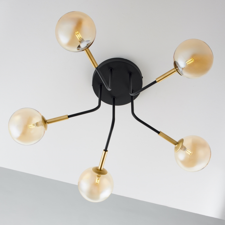 Jupiter 2038 - Pendelkrona BURANO 5xG9/10W/230V svart/guld/beige