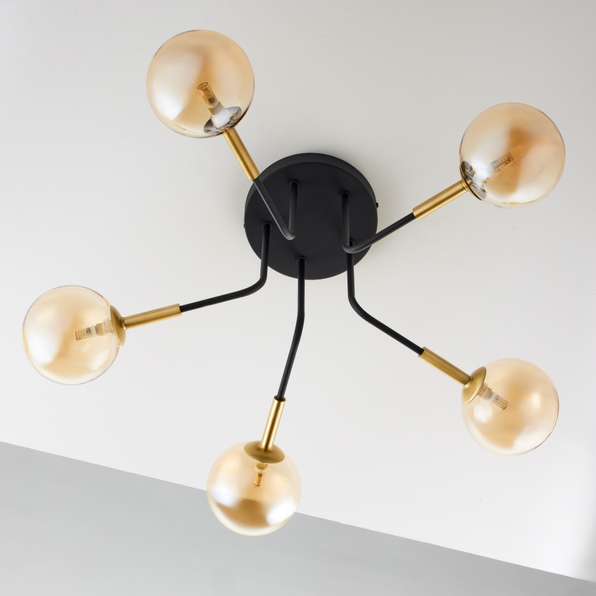 Jupiter 2038 - Pendelkrona BURANO 5xG9/10W/230V svart/guld/beige