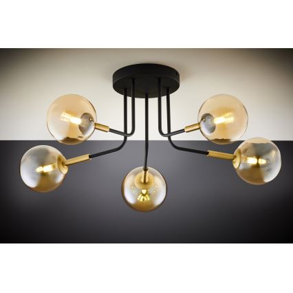 Jupiter 2038 - Pendelkrona BURANO 5xG9/10W/230V svart/guld/beige