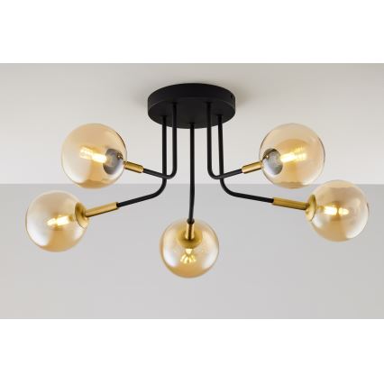 Jupiter 2038 - Pendelkrona BURANO 5xG9/10W/230V svart/guld/beige