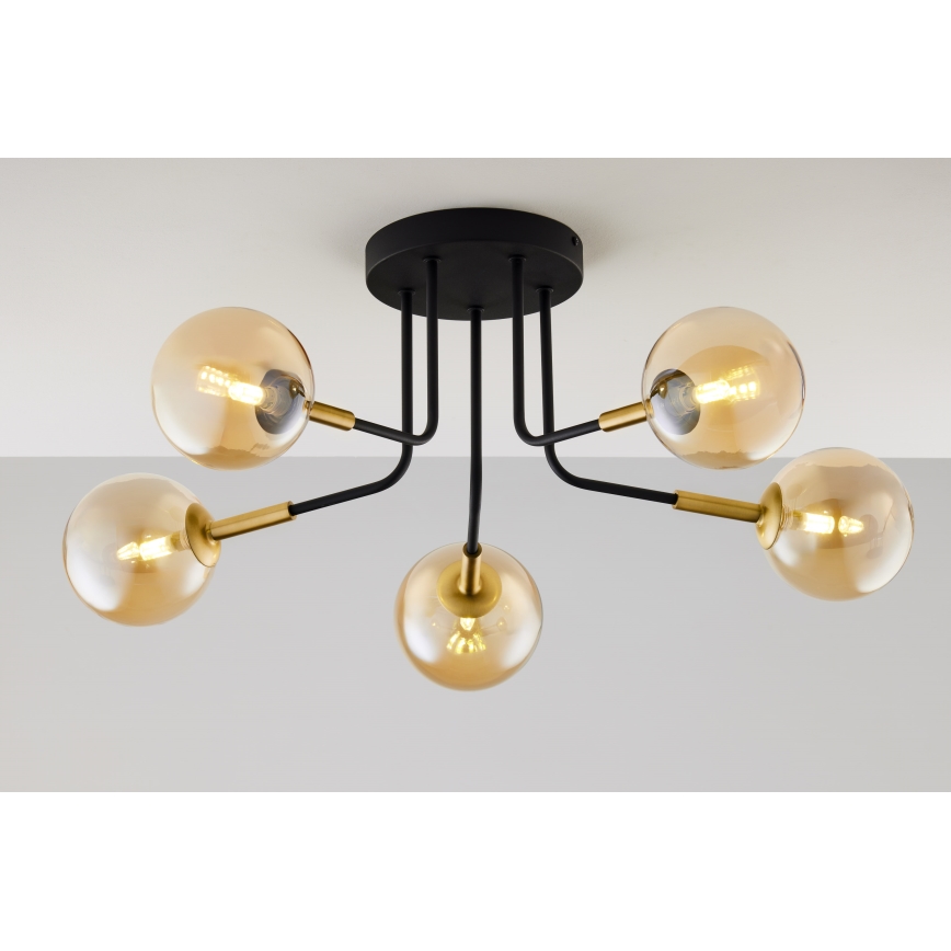 Jupiter 2038 - Pendelkrona BURANO 5xG9/10W/230V svart/guld/beige