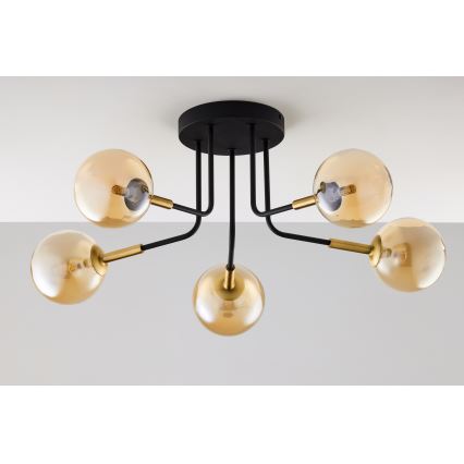 Jupiter 2038 - Pendelkrona BURANO 5xG9/10W/230V svart/guld/beige