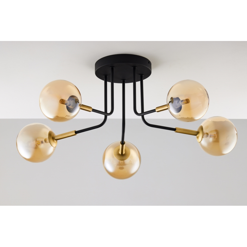 Jupiter 2038 - Pendelkrona BURANO 5xG9/10W/230V svart/guld/beige