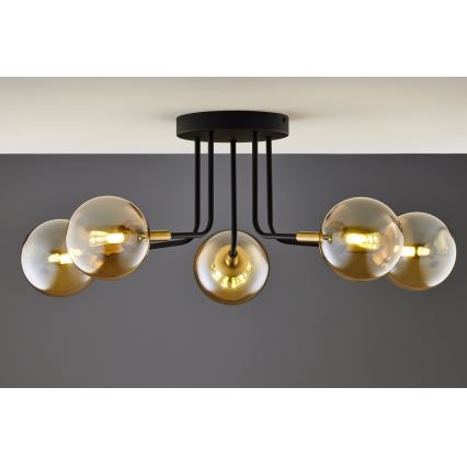Jupiter 2038 - Pendelkrona BURANO 5xG9/10W/230V svart/guld/beige
