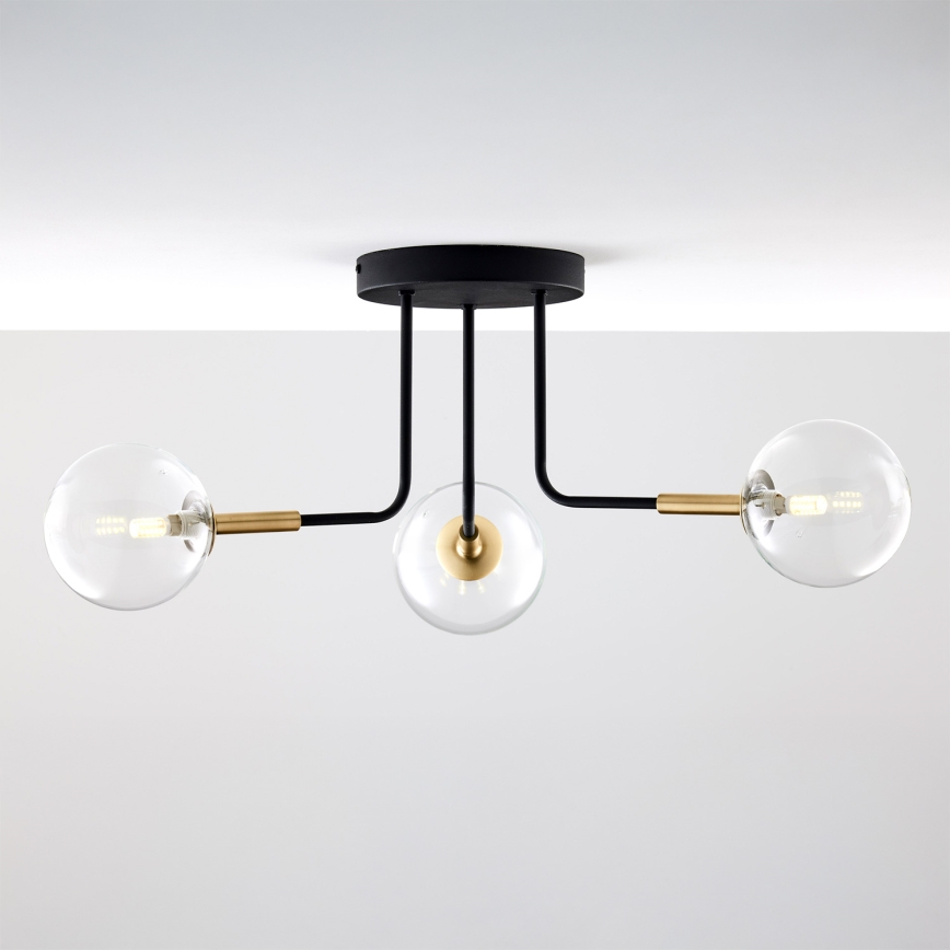 Jupiter 2039 - Pendelkrona BURANO 3xG9/10W/230V svart/guld/genomskinlig