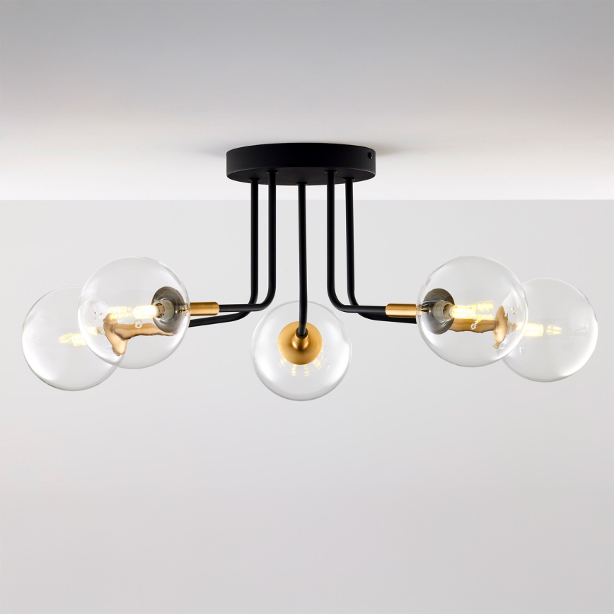 Jupiter 2040 - Pendelkrona BURANO 5xG9/10W/230V svart/guld/genomskinlig