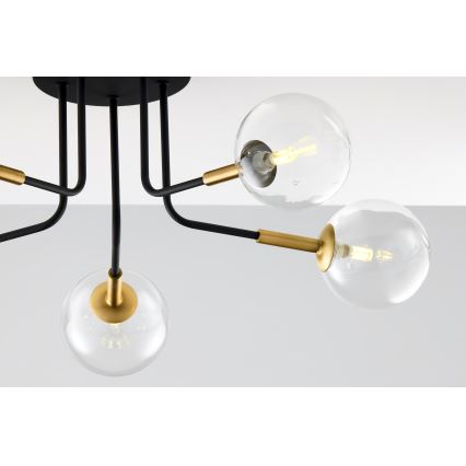Jupiter 2040 - Pendelkrona BURANO 5xG9/10W/230V svart/guld/genomskinlig
