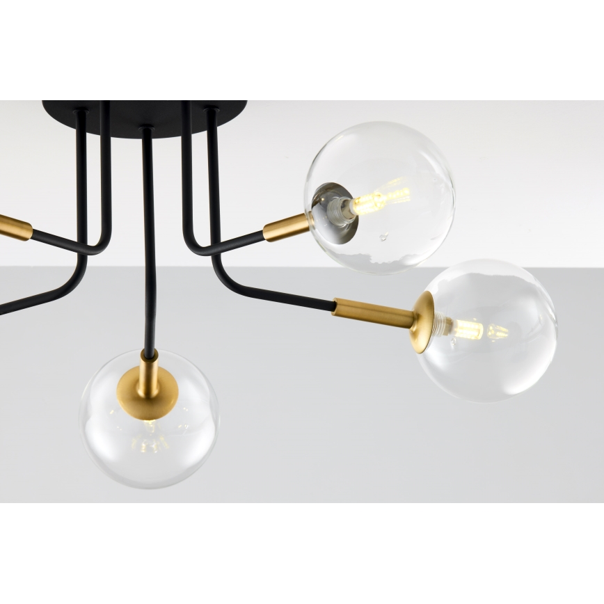 Jupiter 2040 - Pendelkrona BURANO 5xG9/10W/230V svart/guld/genomskinlig