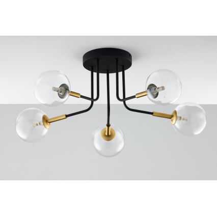 Jupiter 2040 - Pendelkrona BURANO 5xG9/10W/230V svart/guld/genomskinlig