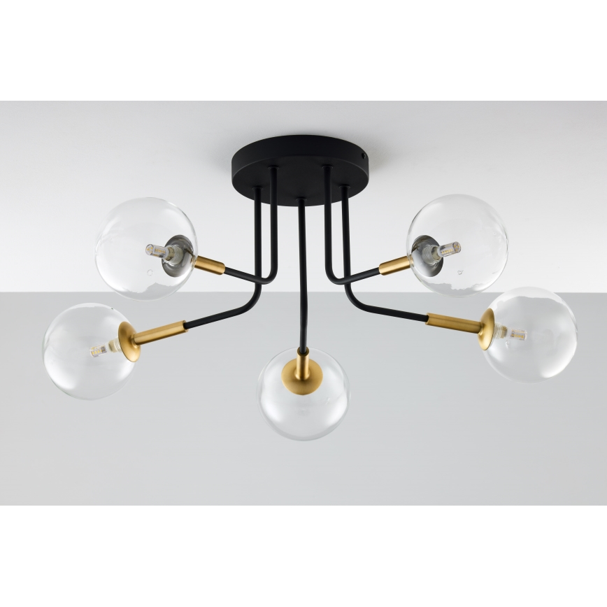 Jupiter 2040 - Pendelkrona BURANO 5xG9/10W/230V svart/guld/genomskinlig