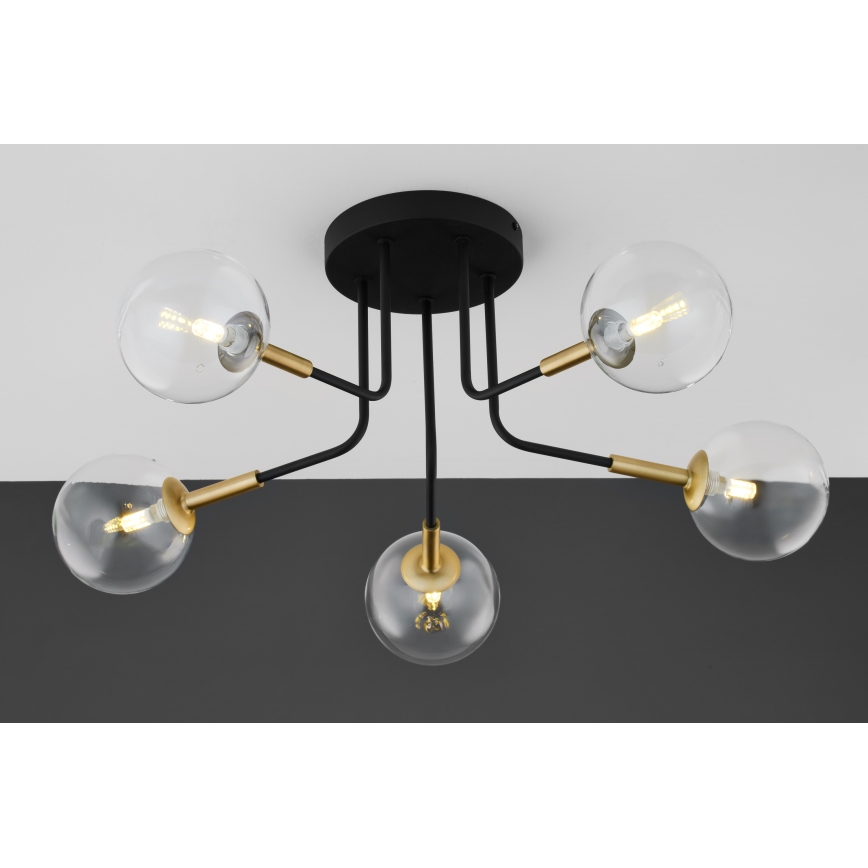Jupiter 2040 - Pendelkrona BURANO 5xG9/10W/230V svart/guld/genomskinlig