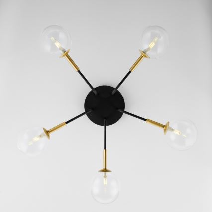 Jupiter 2040 - Pendelkrona BURANO 5xG9/10W/230V svart/guld/genomskinlig