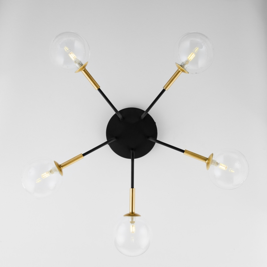 Jupiter 2040 - Pendelkrona BURANO 5xG9/10W/230V svart/guld/genomskinlig