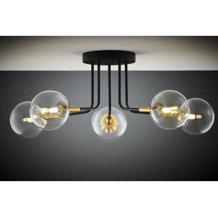 Jupiter 2040 - Pendelkrona BURANO 5xG9/10W/230V svart/guld/genomskinlig