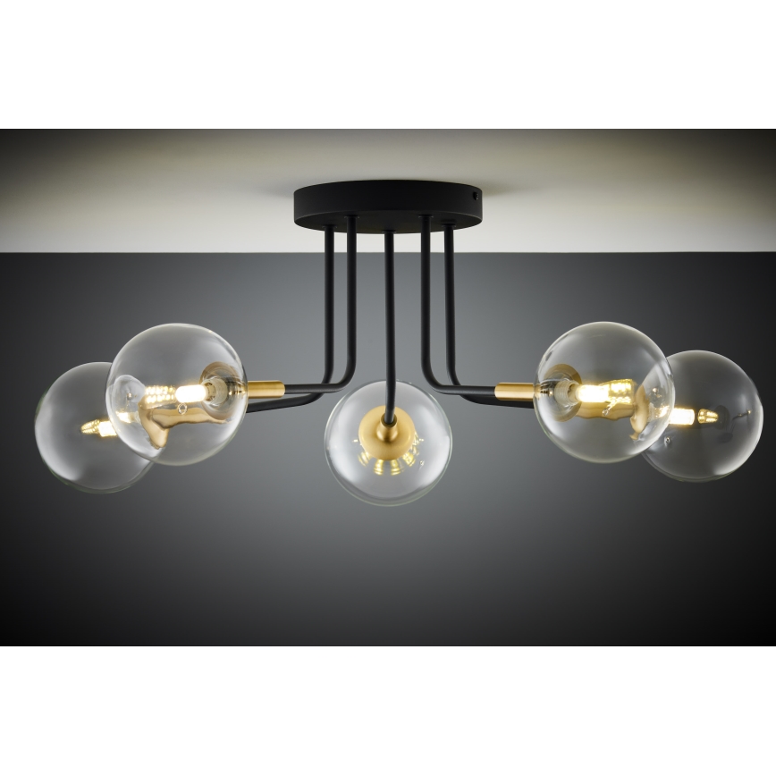 Jupiter 2040 - Pendelkrona BURANO 5xG9/10W/230V svart/guld/genomskinlig