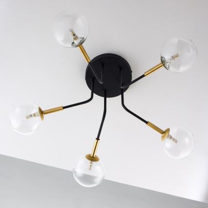 Jupiter 2040 - Pendelkrona BURANO 5xG9/10W/230V svart/guld/genomskinlig