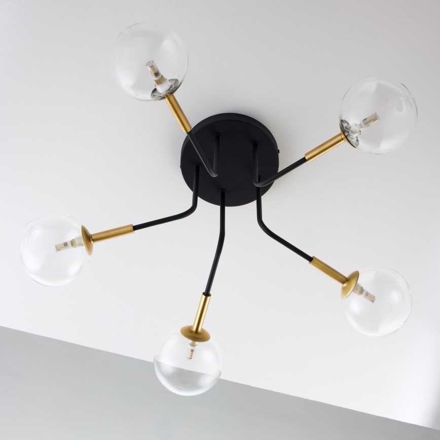 Jupiter 2040 - Pendelkrona BURANO 5xG9/10W/230V svart/guld/genomskinlig