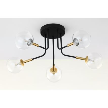 Jupiter 2040 - Pendelkrona BURANO 5xG9/10W/230V svart/guld/genomskinlig