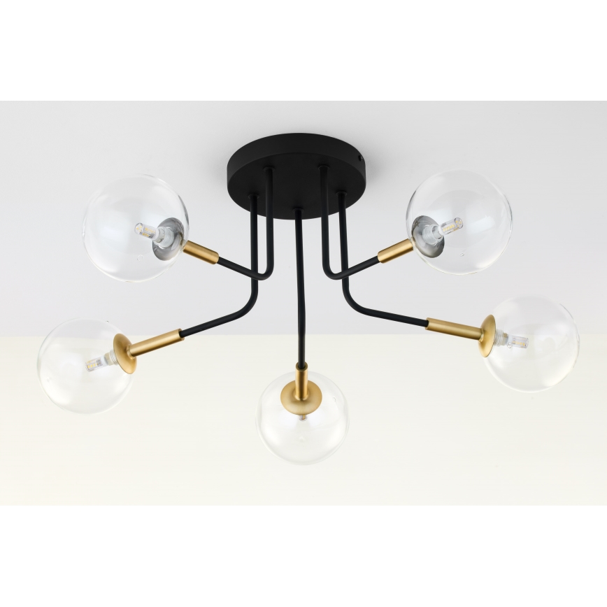 Jupiter 2040 - Pendelkrona BURANO 5xG9/10W/230V svart/guld/genomskinlig