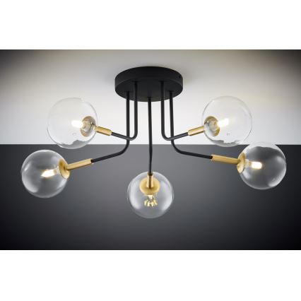 Jupiter 2040 - Pendelkrona BURANO 5xG9/10W/230V svart/guld/genomskinlig