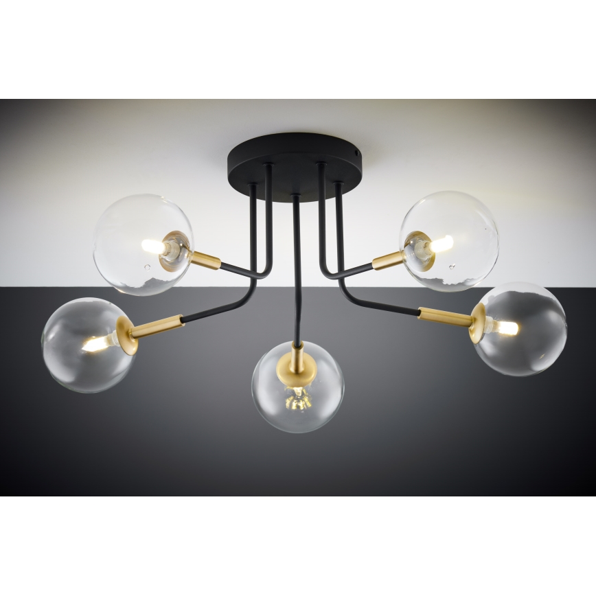 Jupiter 2040 - Pendelkrona BURANO 5xG9/10W/230V svart/guld/genomskinlig