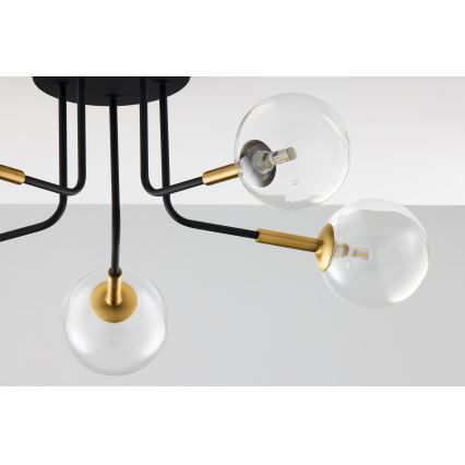 Jupiter 2040 - Pendelkrona BURANO 5xG9/10W/230V svart/guld/genomskinlig