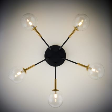 Jupiter 2040 - Pendelkrona BURANO 5xG9/10W/230V svart/guld/genomskinlig