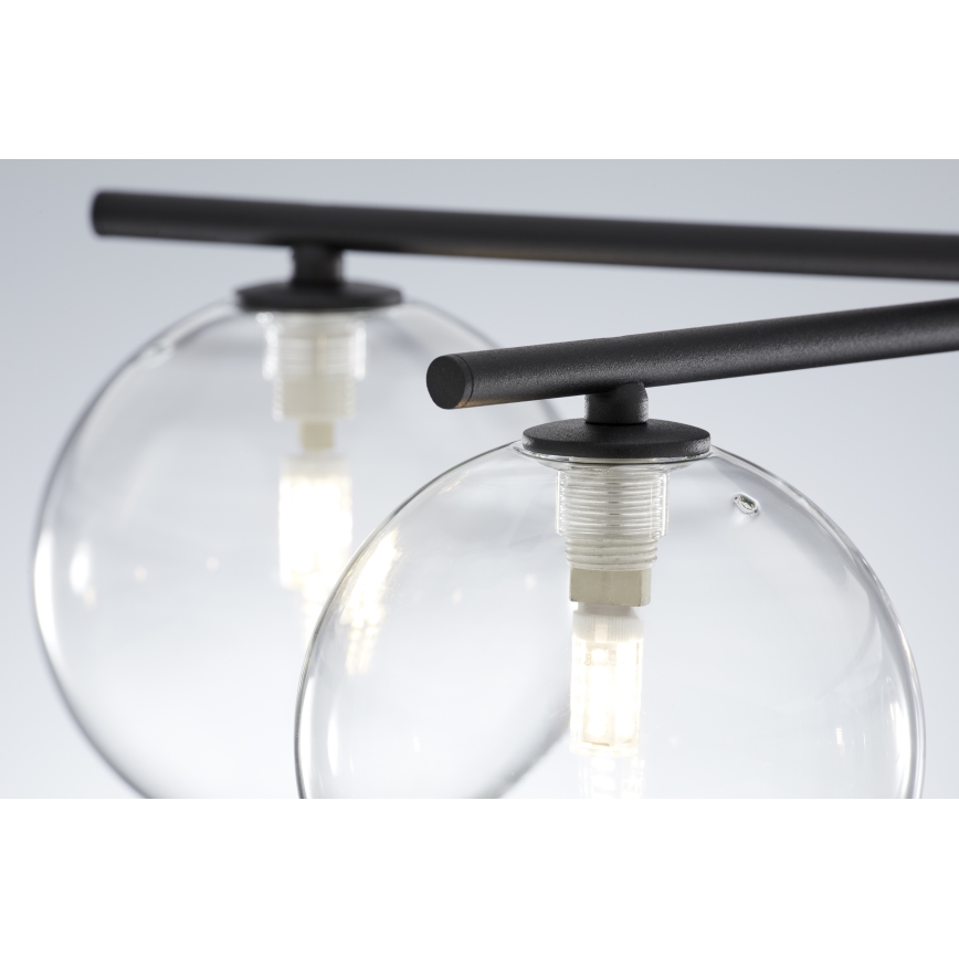 Jupiter 2046 - Ytmonterad ljuskrona PRATO 5xG9/10W/230V svart/genomskinlig