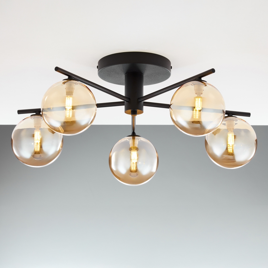 Jupiter 2047 - Ytmonterad ljuskrona PRATO 5xG9/10W/230V svart/beige