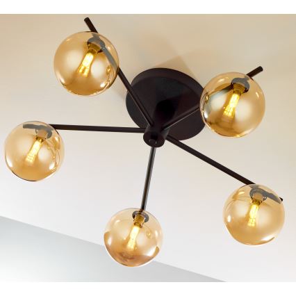 Jupiter 2047 - Ytmonterad ljuskrona PRATO 5xG9/10W/230V svart/beige