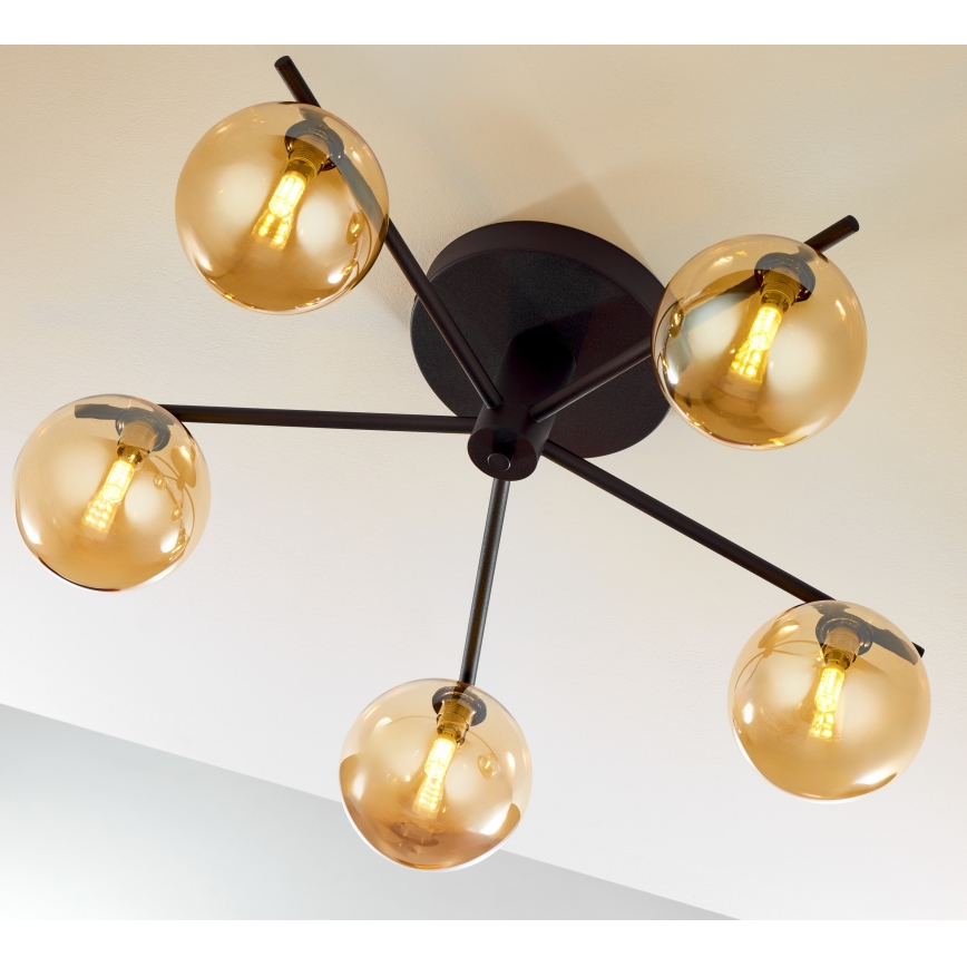 Jupiter 2047 - Ytmonterad ljuskrona PRATO 5xG9/10W/230V svart/beige