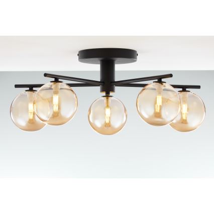 Jupiter 2047 - Ytmonterad ljuskrona PRATO 5xG9/10W/230V svart/beige
