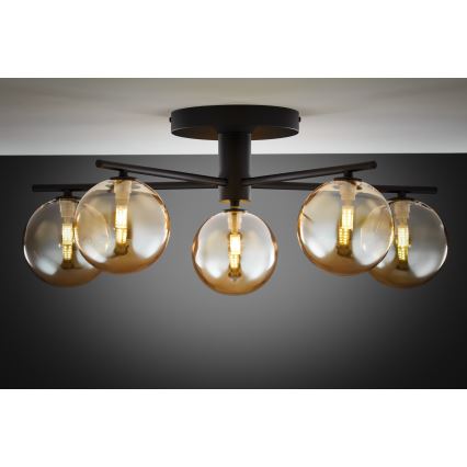 Jupiter 2047 - Ytmonterad ljuskrona PRATO 5xG9/10W/230V svart/beige