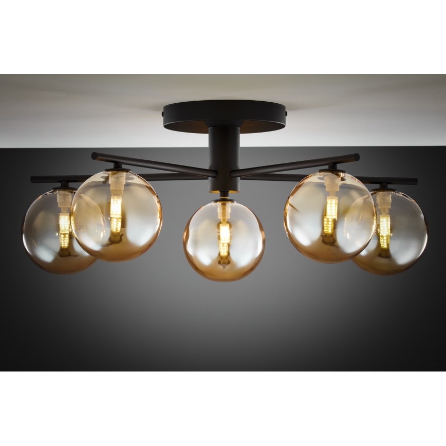Jupiter 2047 - Ytmonterad ljuskrona PRATO 5xG9/10W/230V svart/beige
