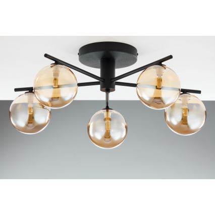 Jupiter 2047 - Ytmonterad ljuskrona PRATO 5xG9/10W/230V svart/beige