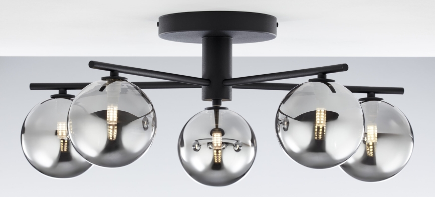 Jupiter 2048 - Ytmonterad taklampa PRATO 5xG9/14W/230V svart/rökgrå