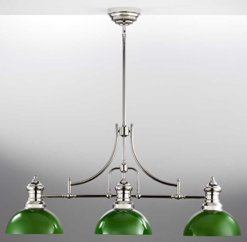 Jupiter 2072 - PLATINO taklampa på stång 3xE27/15W/230V grön/blank krom