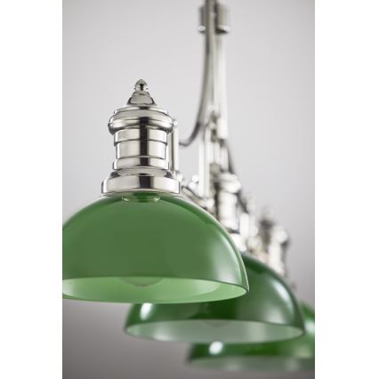 Jupiter 2072 - PLATINO taklampa på stång 3xE27/15W/230V grön/blank krom