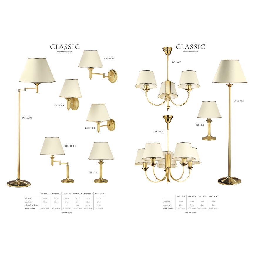Jupiter 207A - CL P - Golvlampa CLASSIC 1xE27/60W/230V