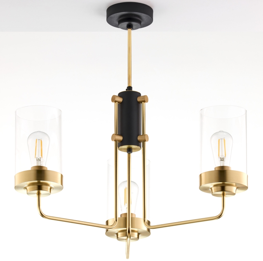 Jupiter 2087 - Stångmonterad taklampa RAMIREZ 3xE27/15W/230V guld/svart