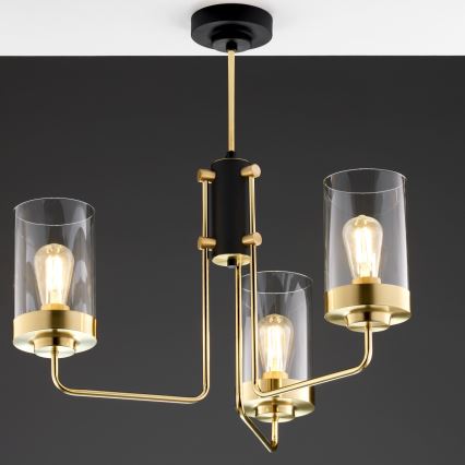 Jupiter 2087 - Stångmonterad taklampa RAMIREZ 3xE27/15W/230V guld/svart