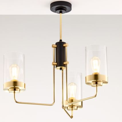 Jupiter 2087 - Stångmonterad taklampa RAMIREZ 3xE27/15W/230V guld/svart